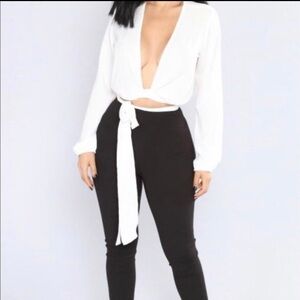 Chic Black and White Tie-Front Jumpsuit